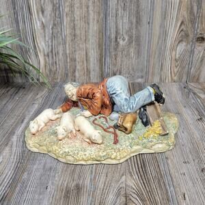 Vintage Pandemonium Naturecraft #870, Congleton England, Man with Piglets